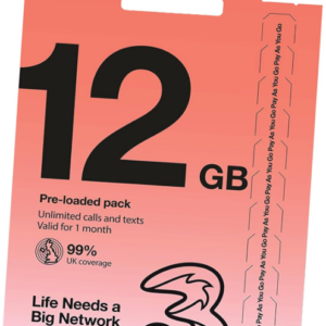 Travel Sim Card with 12GB of 5G Data+Tethering+75GB Bonus Data in UK