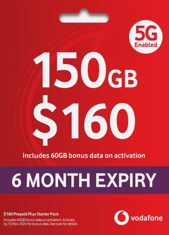 Vodafone SIM Card 150GB Data Unlimited Calls Startup Pack